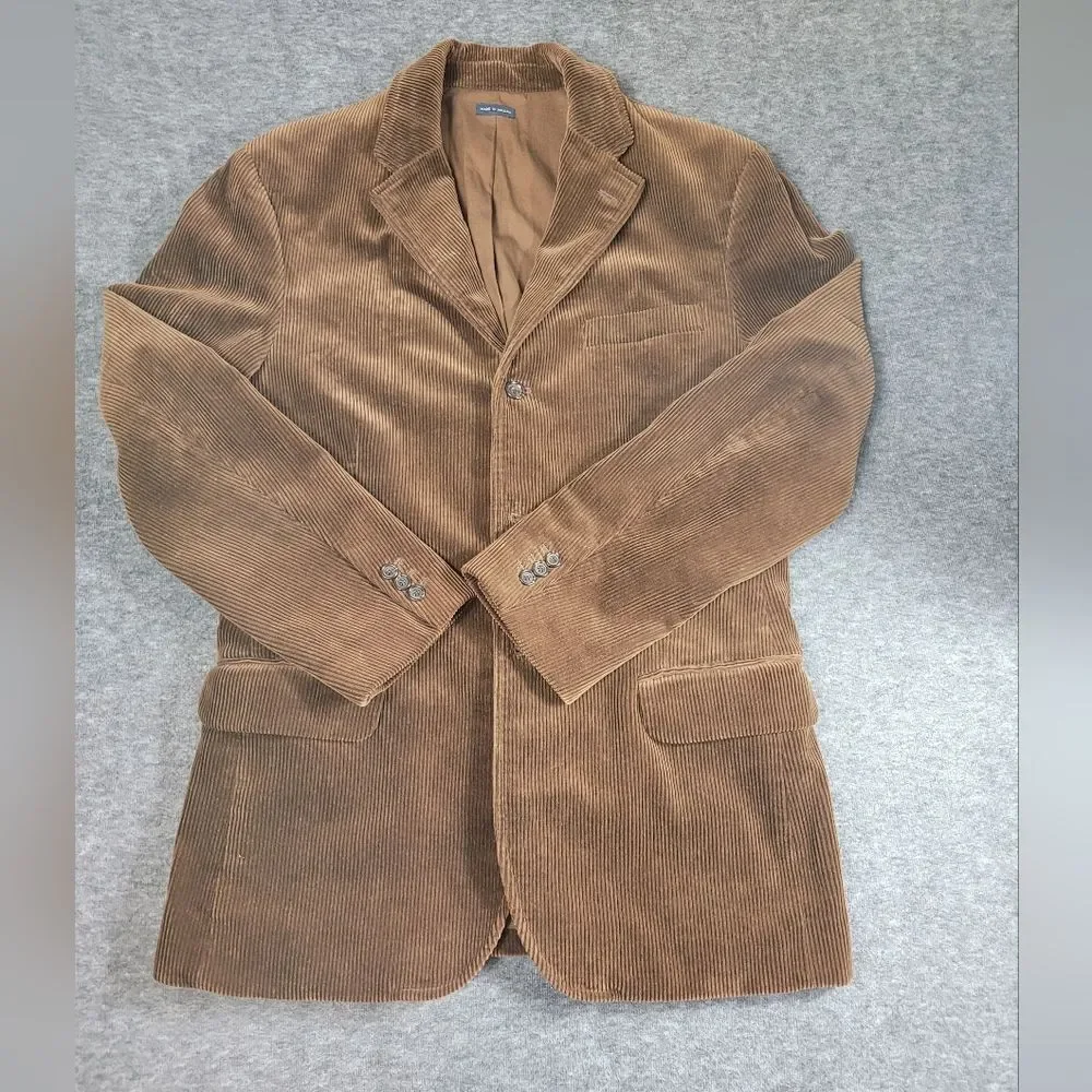Vintage Polo Ralph Lauren Men's Size M BrownCorduroy 3/2 Roll Jacket Lined